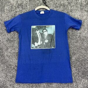 Vtg Devknit Shirt Kids L 14-16 Blue Blues Brothers Graphic Tee Casual 80s